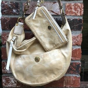 Coach hobo bag with matching clutch, like new